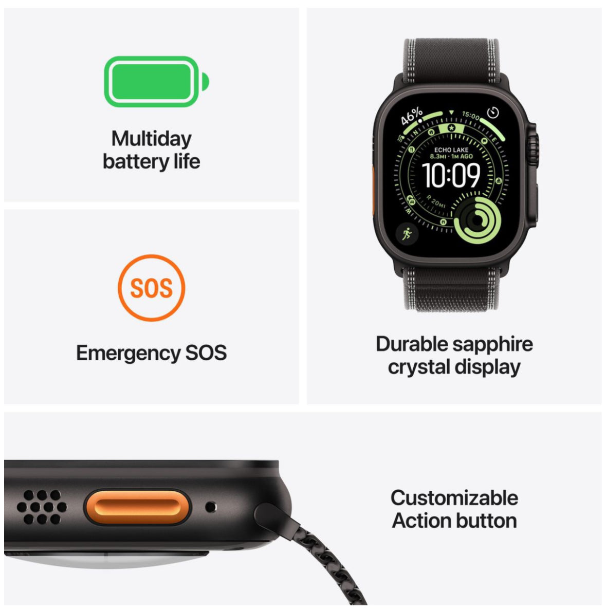 Apple Watch Ultra 3 GPS+Cell 49mm Nat Tit Case, Blue/Bright Blue Trail Loop - image 2