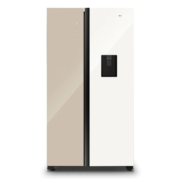 Hisense 508L SBS Fridge Water Dispenser White And Khaki Glass H670SDK-WD - image 1