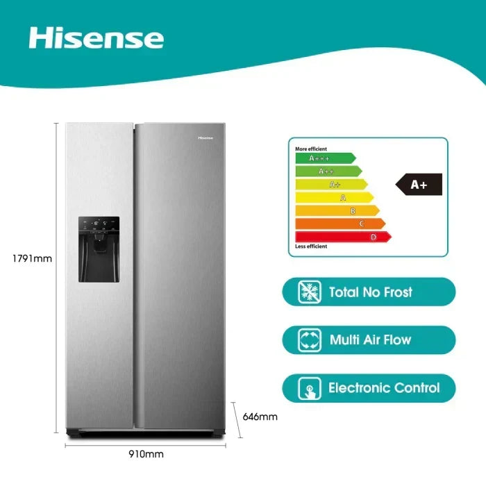 Hisense 474L Side By Side Fridge Freezer Stainless Steel H690SSIDL - image 3