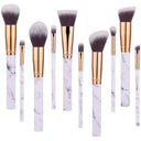 10 Piece Marble Style Professional Makeup Brush Cosmetic Set - Black