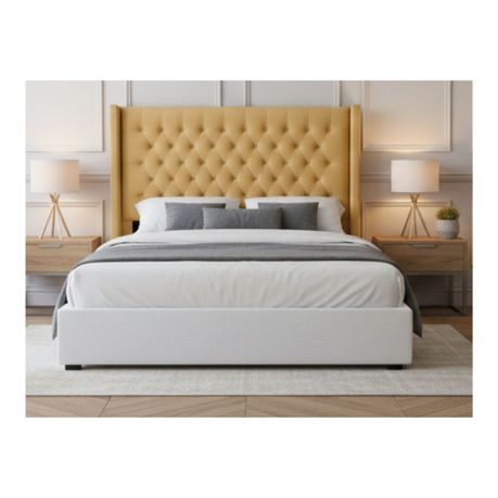 Diamond Pleated Wing-Back Velvet Headboard - (145cm)