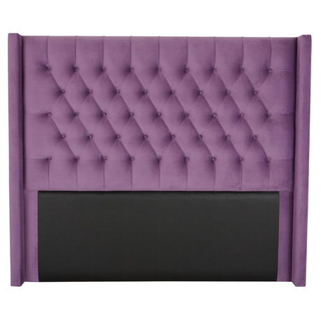 Diamond Pleated Wing-Back Velvet Headboard - (145cm)