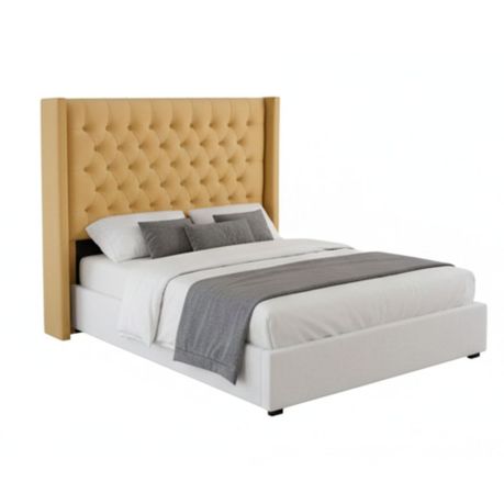 Diamond Pleated Wing-Back Velvet Headboard - (145cm)