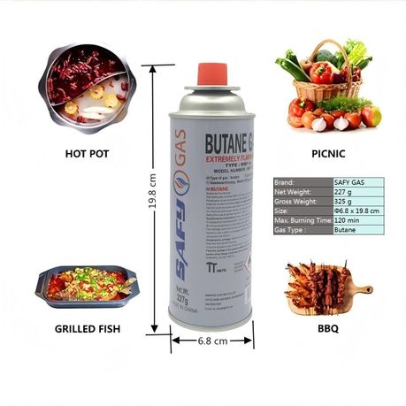 SAFY GAS Camping Gas Butane Canisters - MGT-230 - Pack of 8