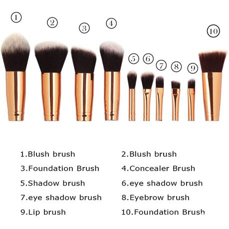 10 Piece Marble Style Professional Makeup Brush Cosmetic Set - Black