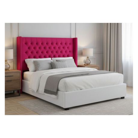 Diamond Pleated Wing-Back Velvet Headboard - (145cm)