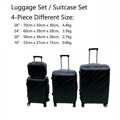4-Piece ABS Luggage Set Hard Shell Travel Suitcase LC-2228-NC(Black)