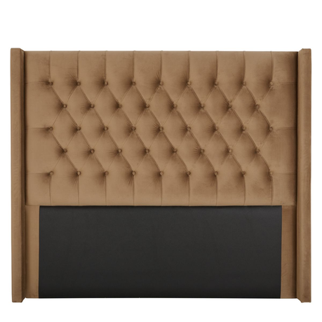 Diamond Pleated Wing-Back Velvet Headboard - (145cm)
