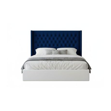 Diamond Pleated Wing-Back Velvet Headboard - (145cm)