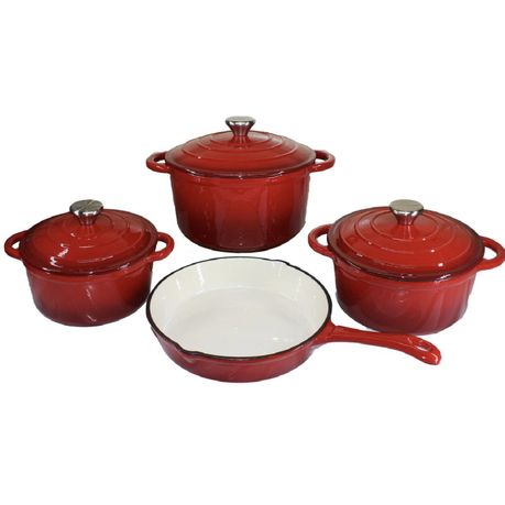 Authentic 7 Piece Cast Iron Dutch Oven Cookware Pot Set
