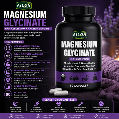 Magnesium Glycinate - High Absorption, Muscle & Sleep Support