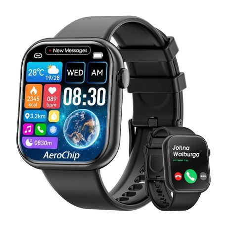 Waterproof Sport Smartwatch with Fitness Tracker for Women & Men - black
