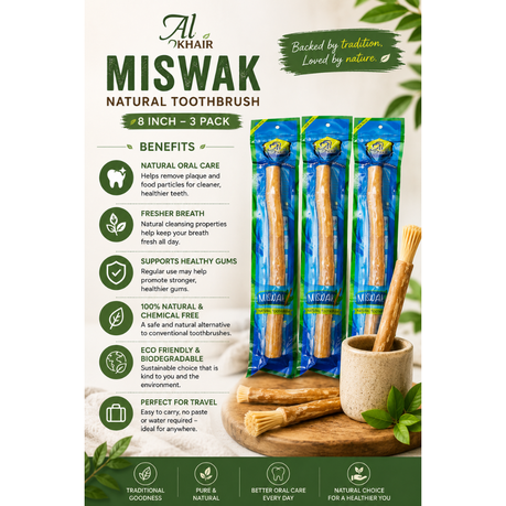 Al Khair Miswak Natural Toothbrush - Dental Care Stick (8-inch)