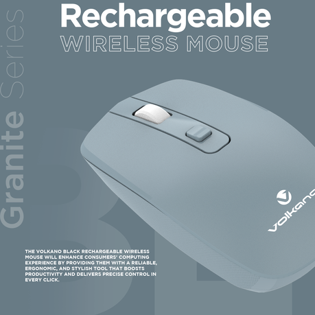 Volkano Granite Series USB-C Rechargeable Wireless Mouse