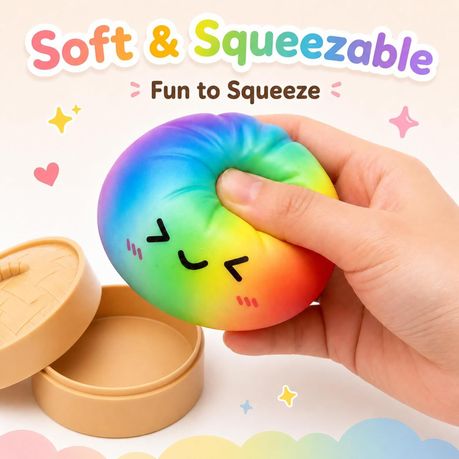 Rainbow Dumpling Squishies Stress Balls, Colorful Dumpling Fidget Toy