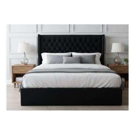 Diamond Pleated Wing-Back Velvet Headboard - (145cm)