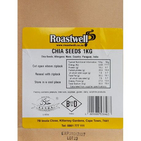 Roastwell Chia Seeds Raw 1kg