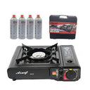 Portable Camping Gas Stove + 4 Gas Canisters 227g