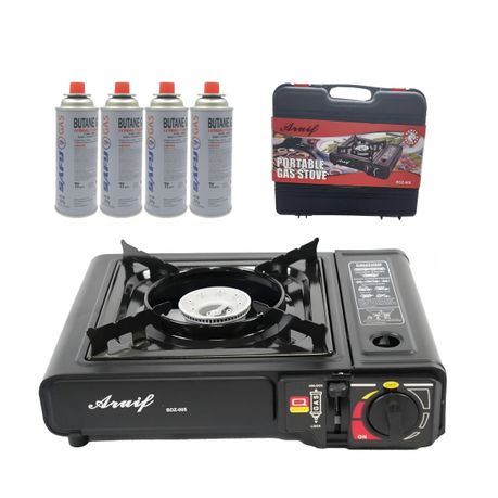 Portable Camping Gas Stove + 4 Gas Canisters 227g