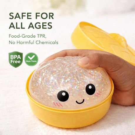 6pcs Glitter Dumpling Squishy Stress Relief Ball 5.3cm Random Color