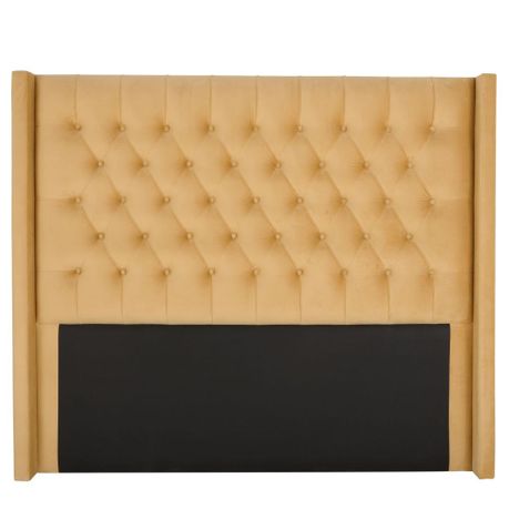 Diamond Pleated Wing-Back Velvet Headboard - (145cm)