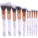 10 Piece Marble Style Professional Makeup Brush Cosmetic Set - Black