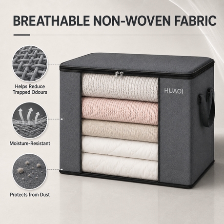 6 Pack Storage Bags for Clothes Blankets Bedding Sets 90L Large Capacity - Pack of 6