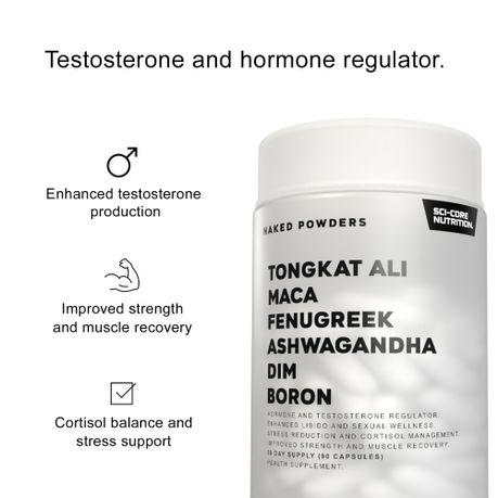 Tongkat Ali, Maca, Fenugreek, Ashwagandha, DIM, Boron - 90 Caps