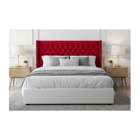 Diamond Pleated Wing-Back Velvet Headboard - (145cm)