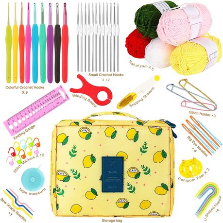 58 Pcs Crochet Hooks Kit Knitting Starter Kit for Adults Ergonomic Crochet