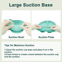 9 Pcs Baby Silicone Plate With Lid Waterproof Cup Wood Spoon Fork Bowl Set