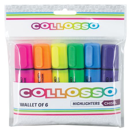  Collosso Highlighters Chisel Tip - Wallet of 6