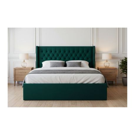 Diamond Pleated Wing-Back Velvet Headboard - (145cm)