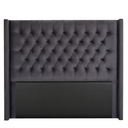 Diamond Pleated Wing-Back Velvet Headboard - (145cm)
