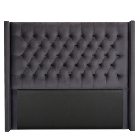 Diamond Pleated Wing-Back Velvet Headboard - (145cm)